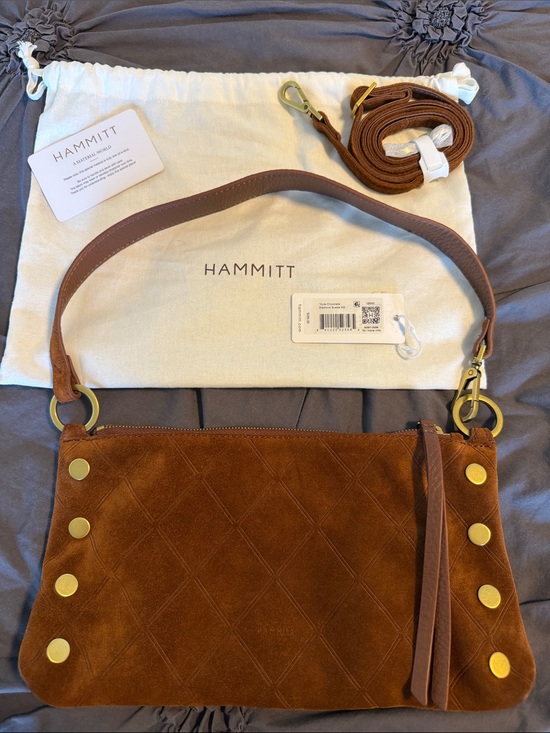 Hammitt Handbags - Hammitt Chestnut Brown Suede Kyle Crossbody/ shoulder bag with gold Studs